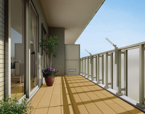 集合住宅向けバルコニー用リウッドデッキ200　施工例